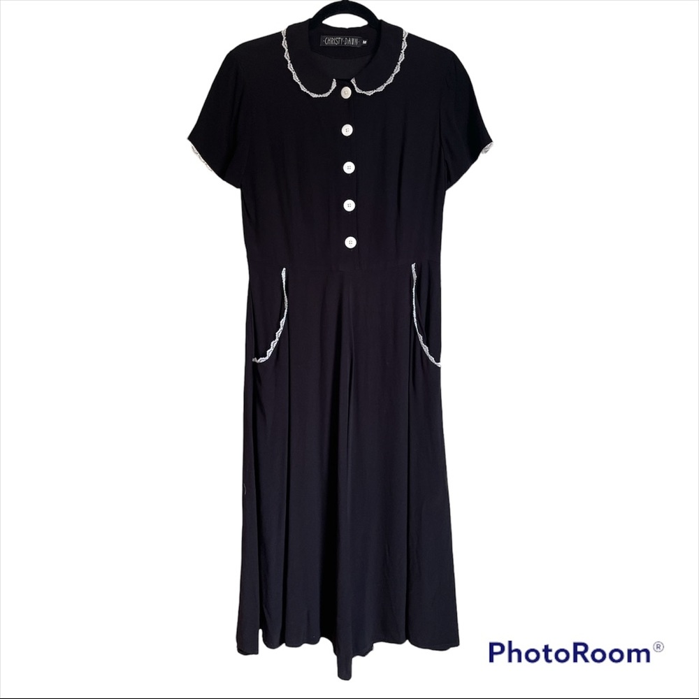 Christy Dawn Black Dress with White Accents